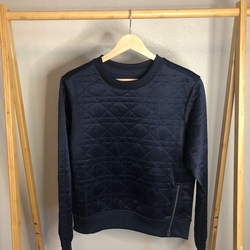 G-STAR RAW NAVY BLUE SHINY CREWNECK SWEATSHIRT, NWOT, SIZE MEDIUM